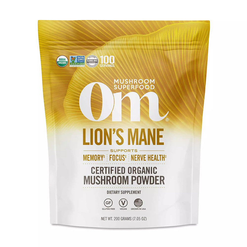 Om Organic Mushroom Superfood Powder, Lions Mane Support Memory, 7.05 Oz